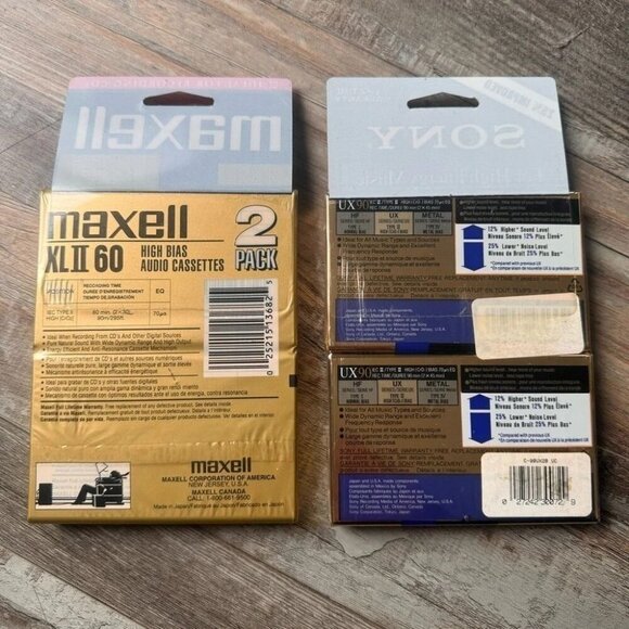 4 pack cassette tapes Sony Maxell recording NEW - Picture 2 of 2